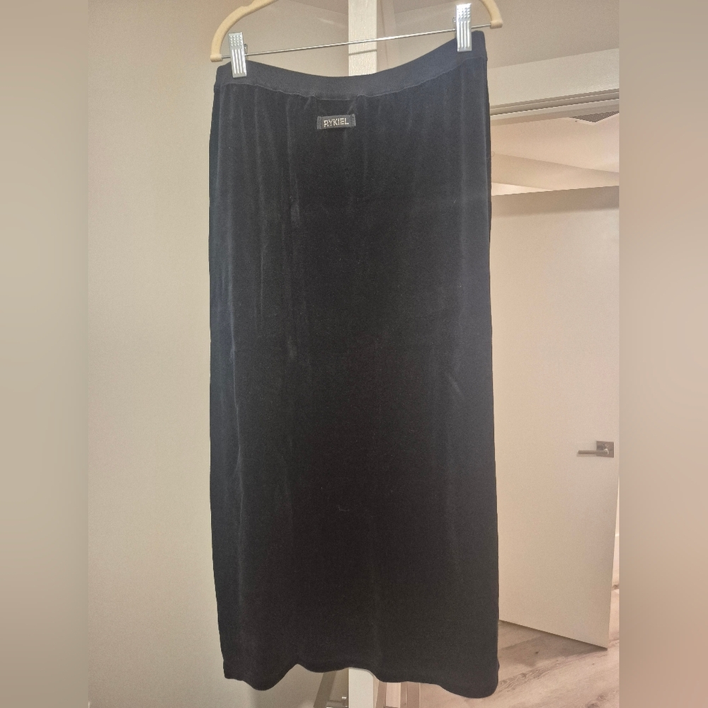 Sonia Rykiel Black Velour Midi Skirt